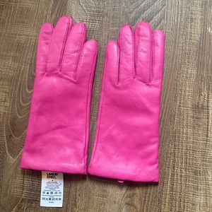 Pink leather gloves